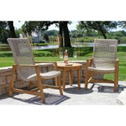 Teak Patio Chair Set with Woven Accents
