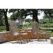 Teak Patio Chair Set with Woven Accents