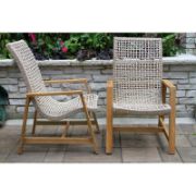 Teak Patio Chair Set with Woven Accents