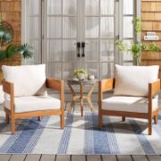 Natural Acacia Outdoor Chair Set with Taupe Cushions