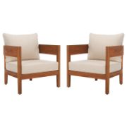 Natural Acacia Outdoor Chair Set with Taupe Cushions