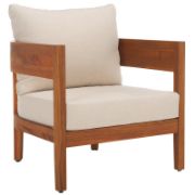 Natural Acacia Outdoor Chair Set with Taupe Cushions