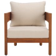 Natural Acacia Outdoor Chair Set with Taupe Cushions