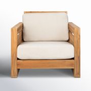 Outdoor Teak Club Chair with Plush Cushions