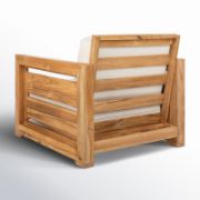 Outdoor Teak Club Chair with Plush Cushions