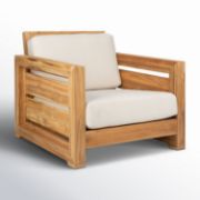 Outdoor Teak Club Chair with Plush Cushions
