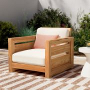 Outdoor Teak Club Chair with Plush Cushions