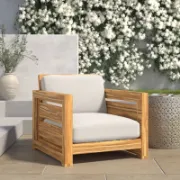 Outdoor Teak Club Chair with Plush Cushions