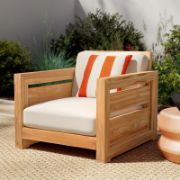 Outdoor Teak Club Chair with Plush Cushions