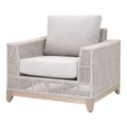 Transitional Outdoor Chair with Rope Weave and Teak Base