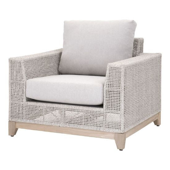Transitional Outdoor Chair with Rope Weave and Teak Base