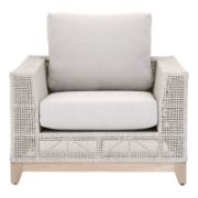 Transitional Outdoor Chair with Rope Weave and Teak Base
