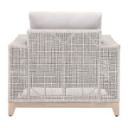 Transitional Outdoor Chair with Rope Weave and Teak Base