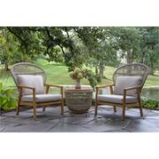 Winged Teak Wicker Lounge Pair