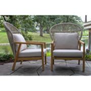 Winged Teak Wicker Lounge Pair