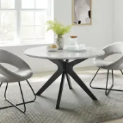 Round Artificial Marble Dining Table with Intercrossed Wooden Base