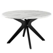Round Artificial Marble Dining Table with Intercrossed Wooden Base