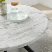 Round Artificial Marble Dining Table with Intercrossed Wooden Base