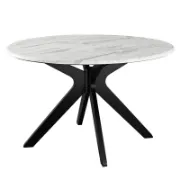 Round Artificial Marble Dining Table with Intercrossed Wooden Base
