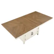 Counter-Height Dining Table with Acacia Wood Base and Storage Space