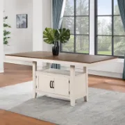 Counter-Height Dining Table with Acacia Wood Base and Storage Space