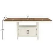 Counter-Height Dining Table with Acacia Wood Base and Storage Space