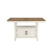 Counter-Height Dining Table with Acacia Wood Base and Storage Space