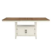 Counter-Height Dining Table with Acacia Wood Base and Storage Space