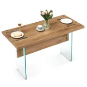 Modern Rectangular Dining Table with Glass Top and Legs