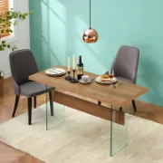 Modern Rectangular Dining Table with Glass Top and Legs