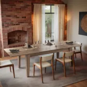 Extendable Dining Table with Woodgrain Design