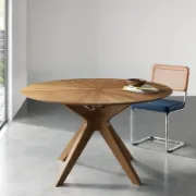 Round Solid Wood Base Dining Table