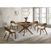 Round Solid Wood Base Dining Table